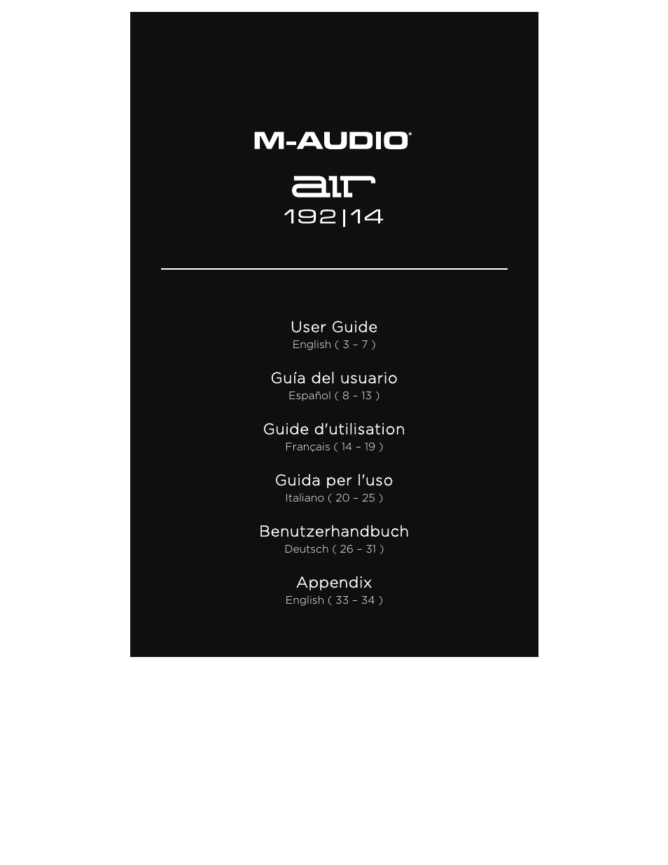 M-AUDIO AIR 192|14 Desktop 8x4 USB Type-C Audio/MIDI Interface User Manual | 36 pages