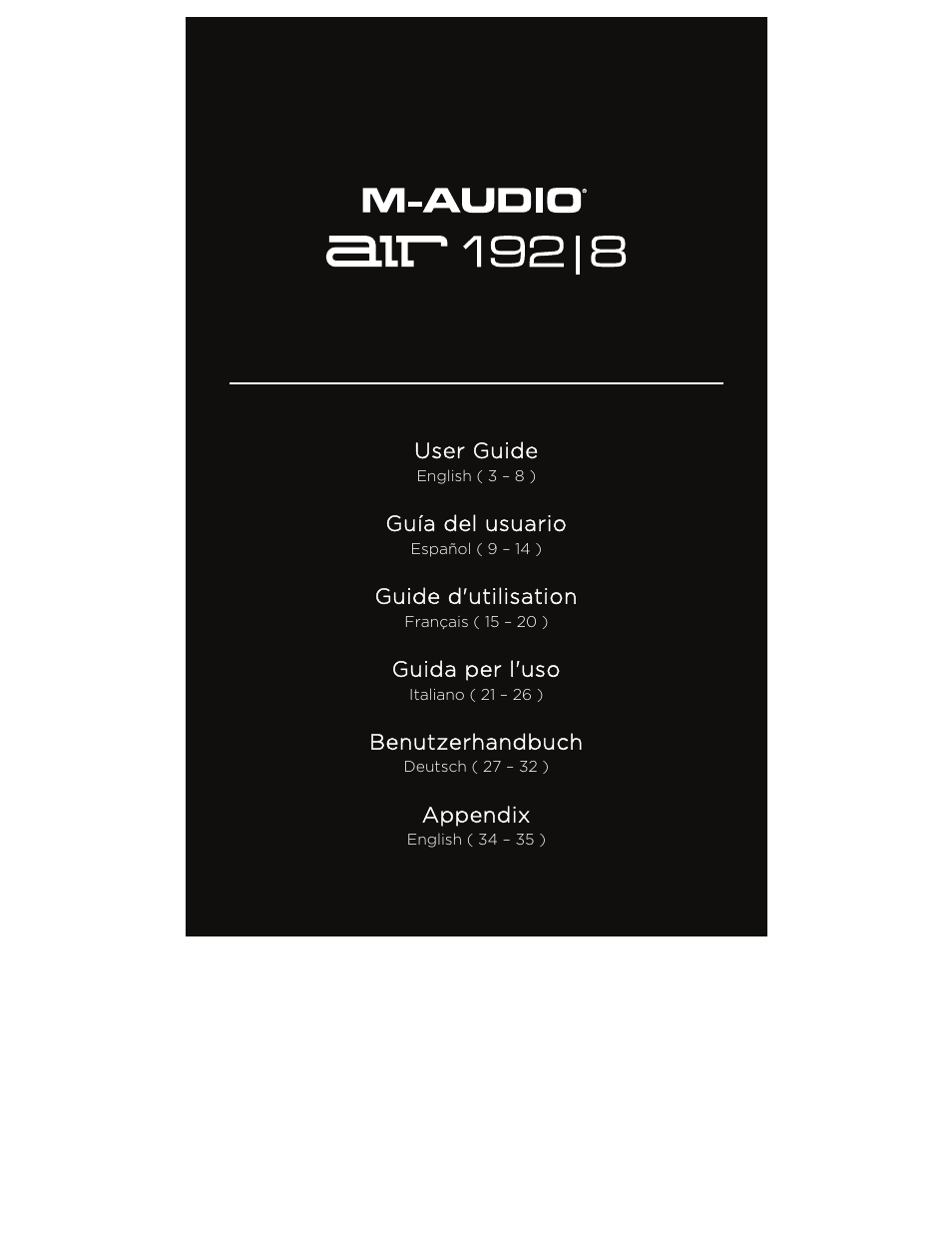 M-AUDIO AIR 192|8 Desktop 2x4 USB Type-C Audio/MIDI Interface User Manual | 36 pages