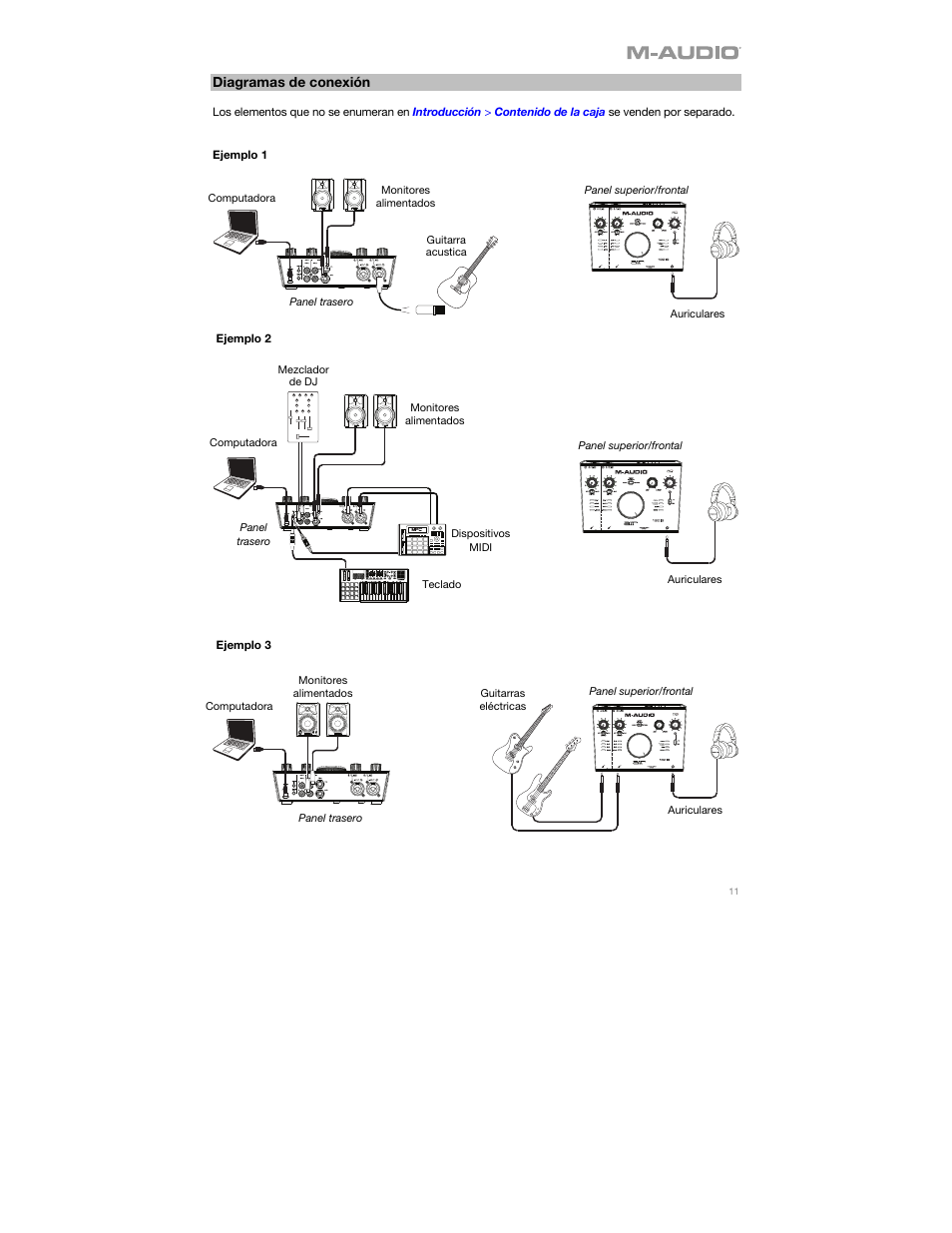 Diagramas de conexión | M-AUDIO AIR 192|8 Desktop 2x4 USB Type-C Audio/MIDI Interface User Manual | Page 11 / 36