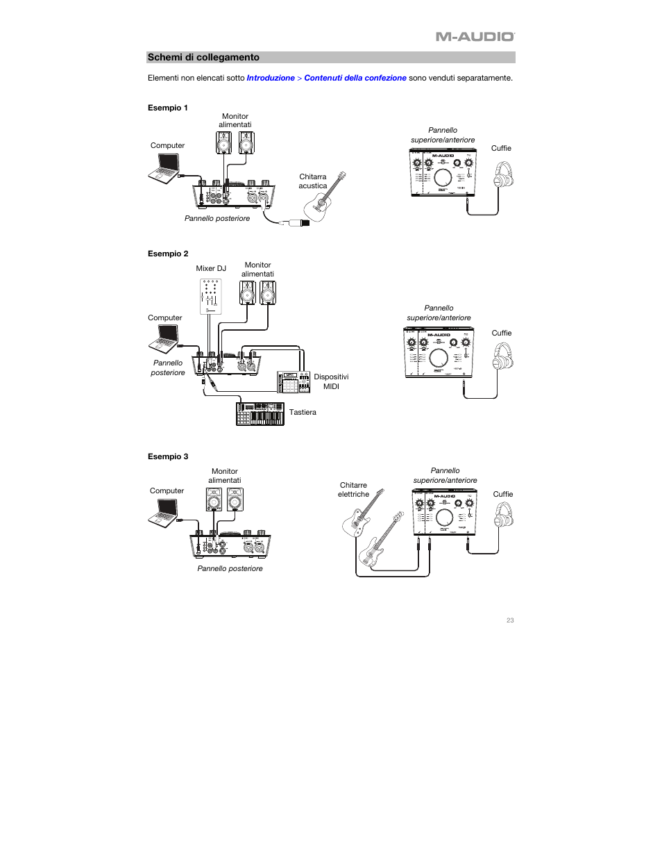 Schemi di collegamento | M-AUDIO AIR 192|8 Desktop 2x4 USB Type-C Audio/MIDI Interface User Manual | Page 23 / 36