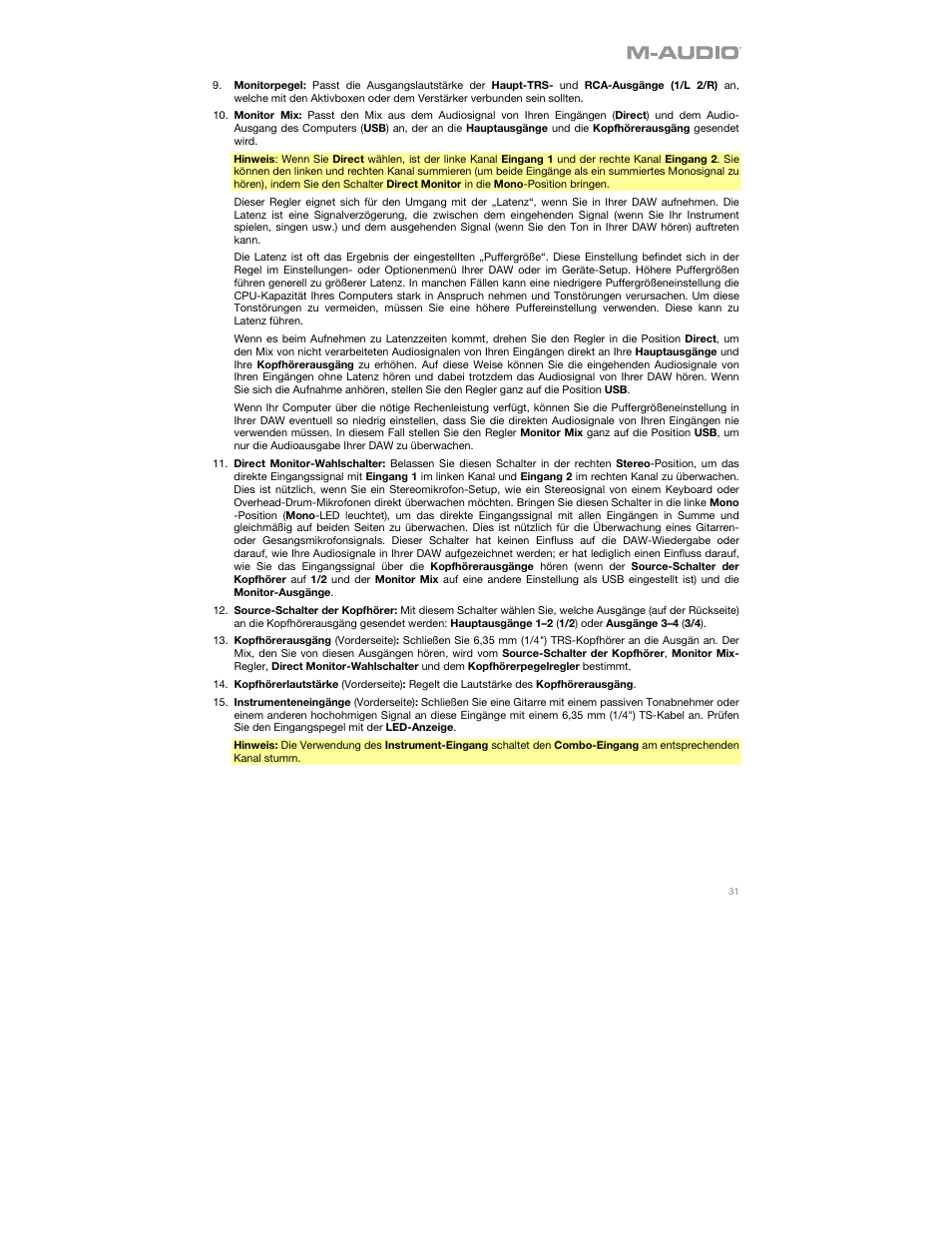 M-AUDIO AIR 192|8 Desktop 2x4 USB Type-C Audio/MIDI Interface User Manual | Page 31 / 36