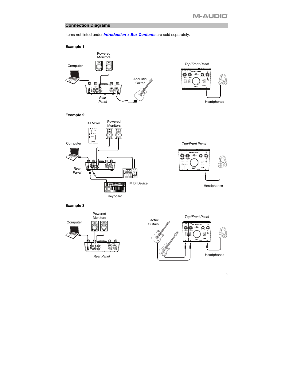 Connection diagrams | M-AUDIO AIR 192|8 Desktop 2x4 USB Type-C Audio/MIDI Interface User Manual | Page 5 / 36