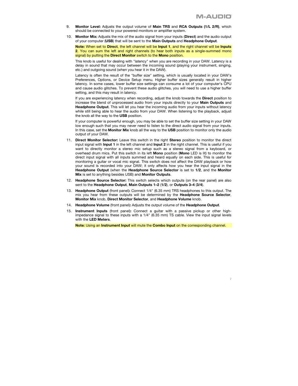 M-AUDIO AIR 192|8 Desktop 2x4 USB Type-C Audio/MIDI Interface User Manual | Page 7 / 36