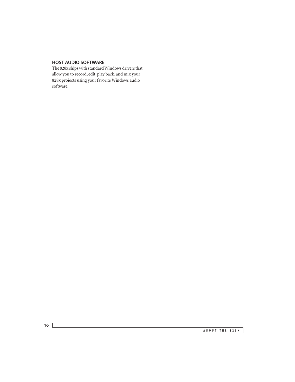 Host audio software | MOTU 828x 28x30 Audio Interface with ThunderTechnology User Manual | Page 16 / 126