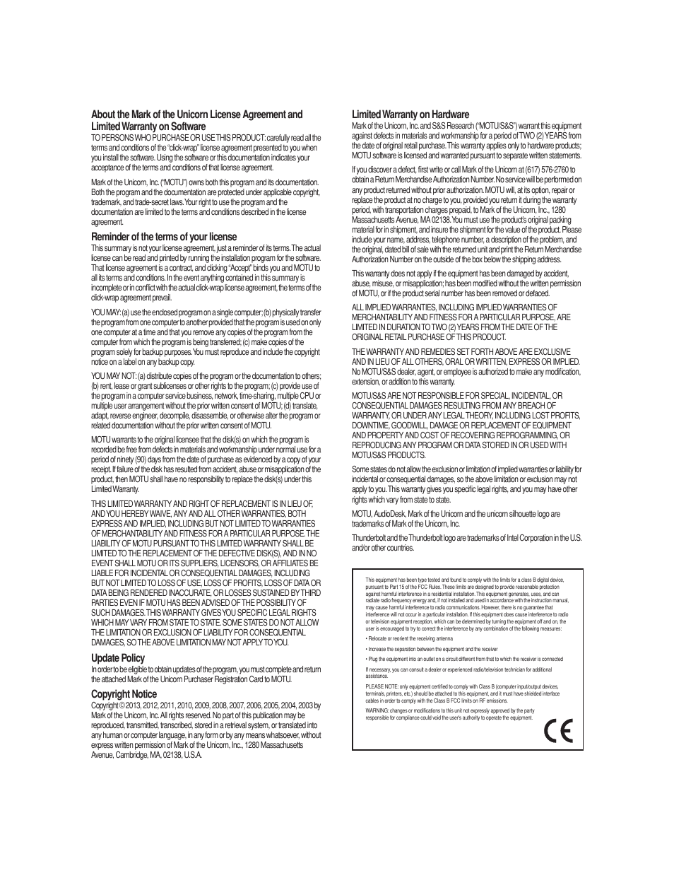 MOTU 828x 28x30 Audio Interface with ThunderTechnology User Manual | Page 2 / 126