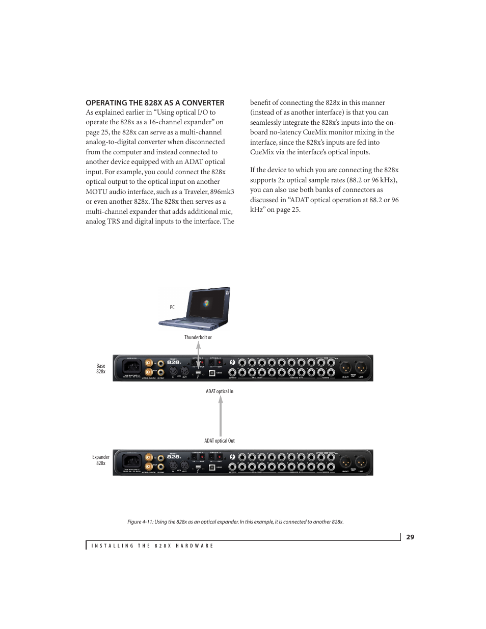 Operating the 828x as a converter | MOTU 828x 28x30 Audio Interface with ThunderTechnology User Manual | Page 29 / 126