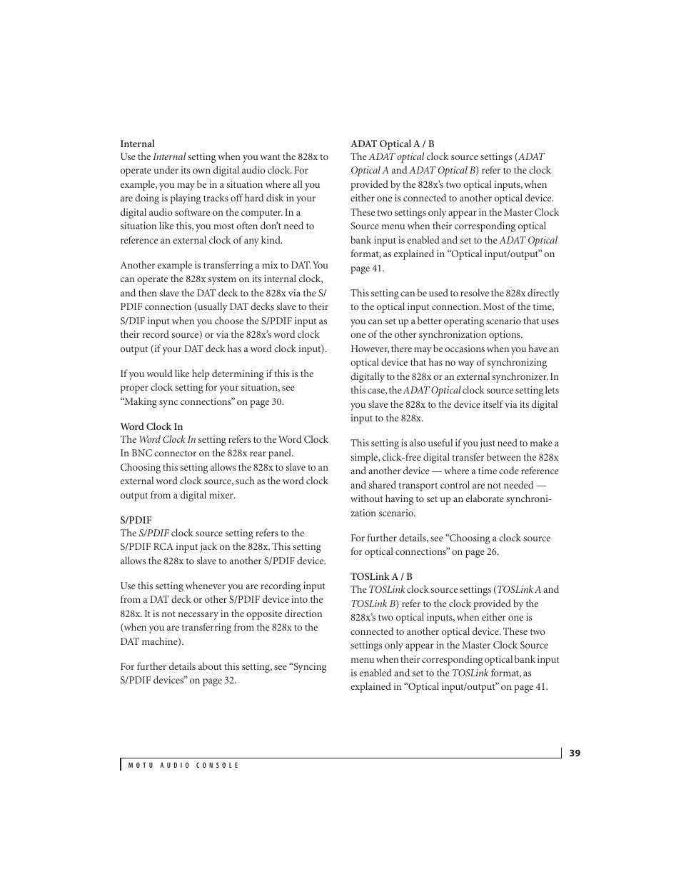 MOTU 828x 28x30 Audio Interface with ThunderTechnology User Manual | Page 39 / 126