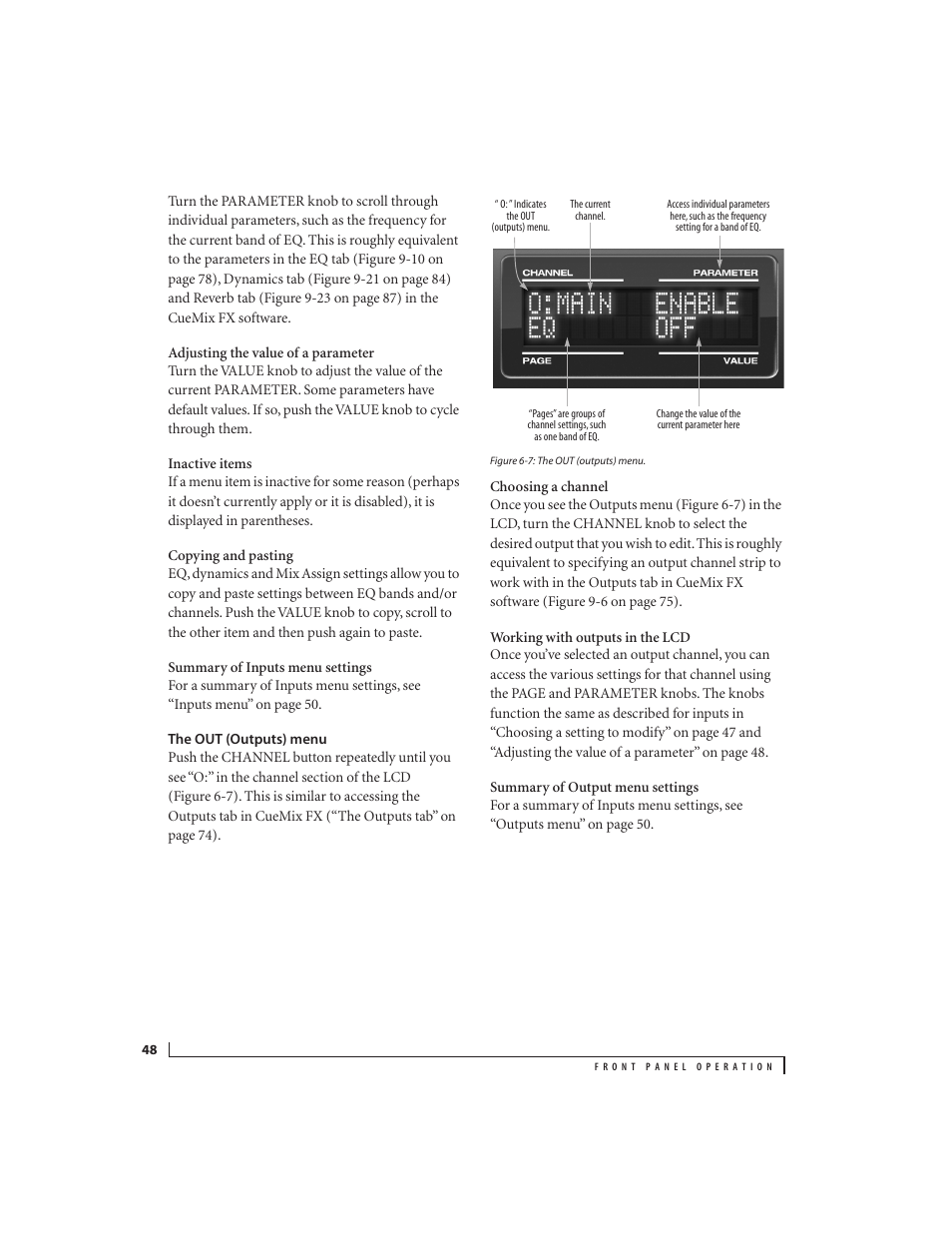 The out (outputs) menu | MOTU 828x 28x30 Audio Interface with ThunderTechnology User Manual | Page 48 / 126