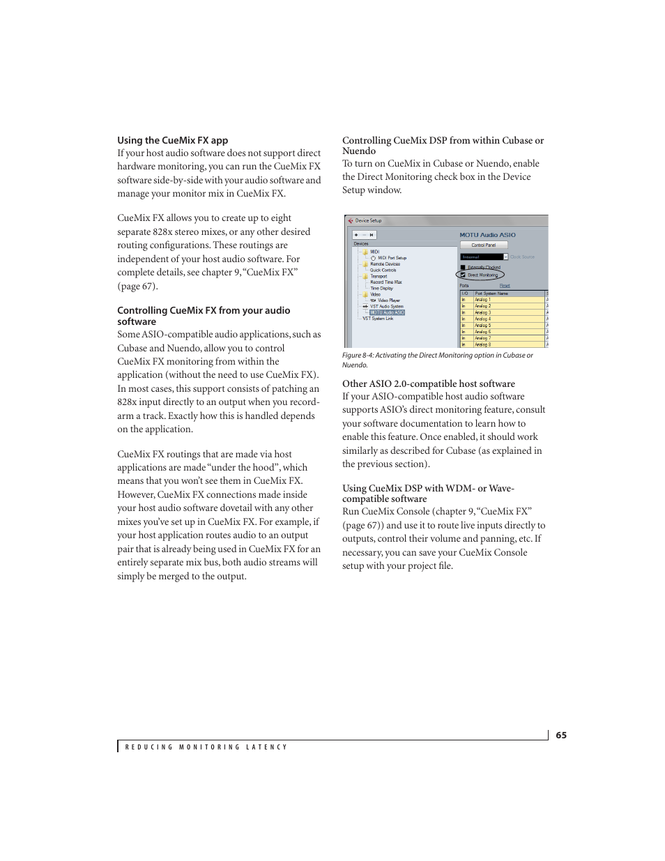Using the cuemix fx app, Controlling cuemix fx from your audio software | MOTU 828x 28x30 Audio Interface with ThunderTechnology User Manual | Page 65 / 126