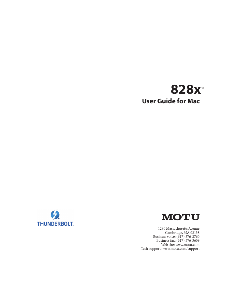 MOTU 828x 28x30 Audio Interface with ThunderTechnology User Manual | 128 pages