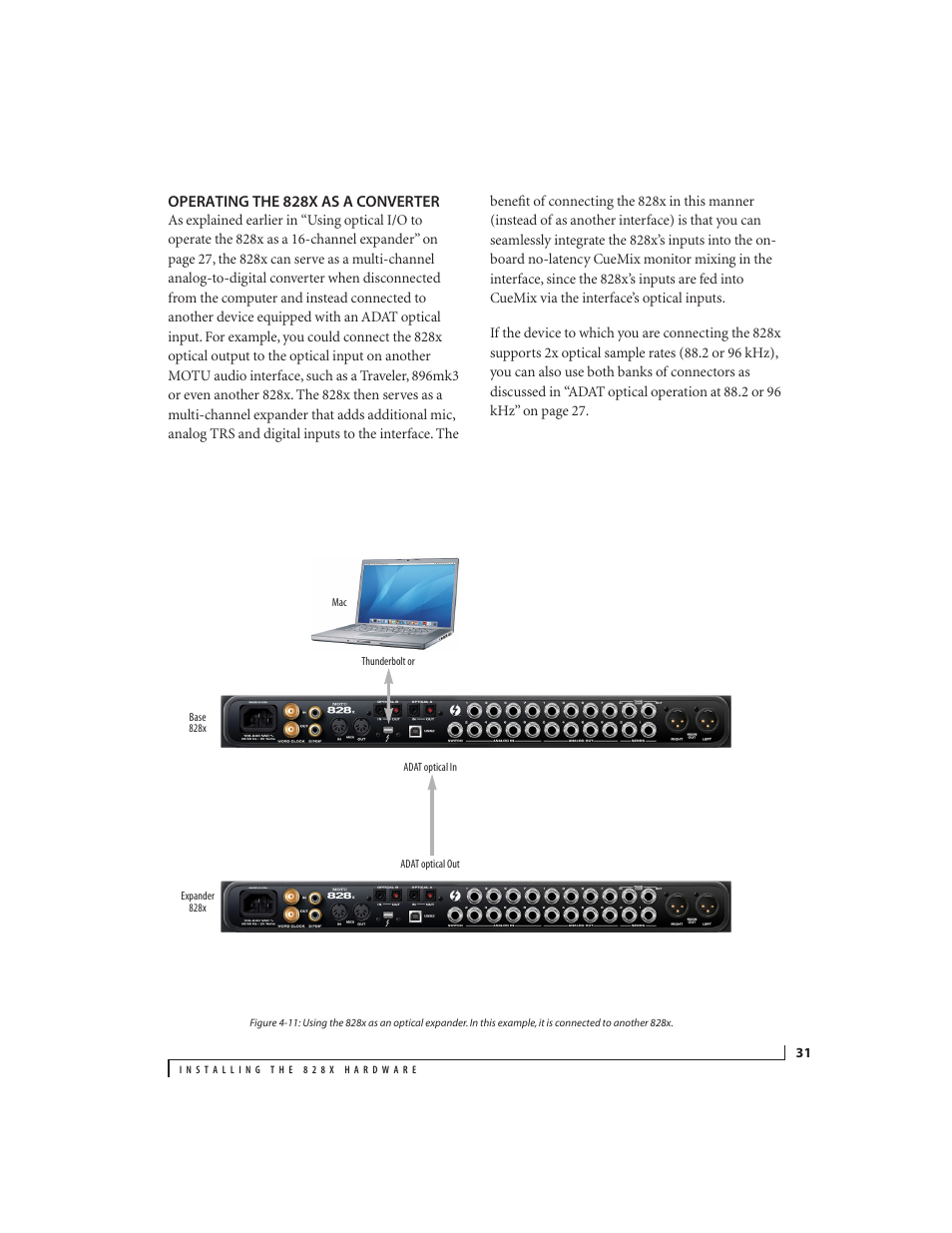 Operating the 828x as a converter | MOTU 828x 28x30 Audio Interface with ThunderTechnology User Manual | Page 31 / 128