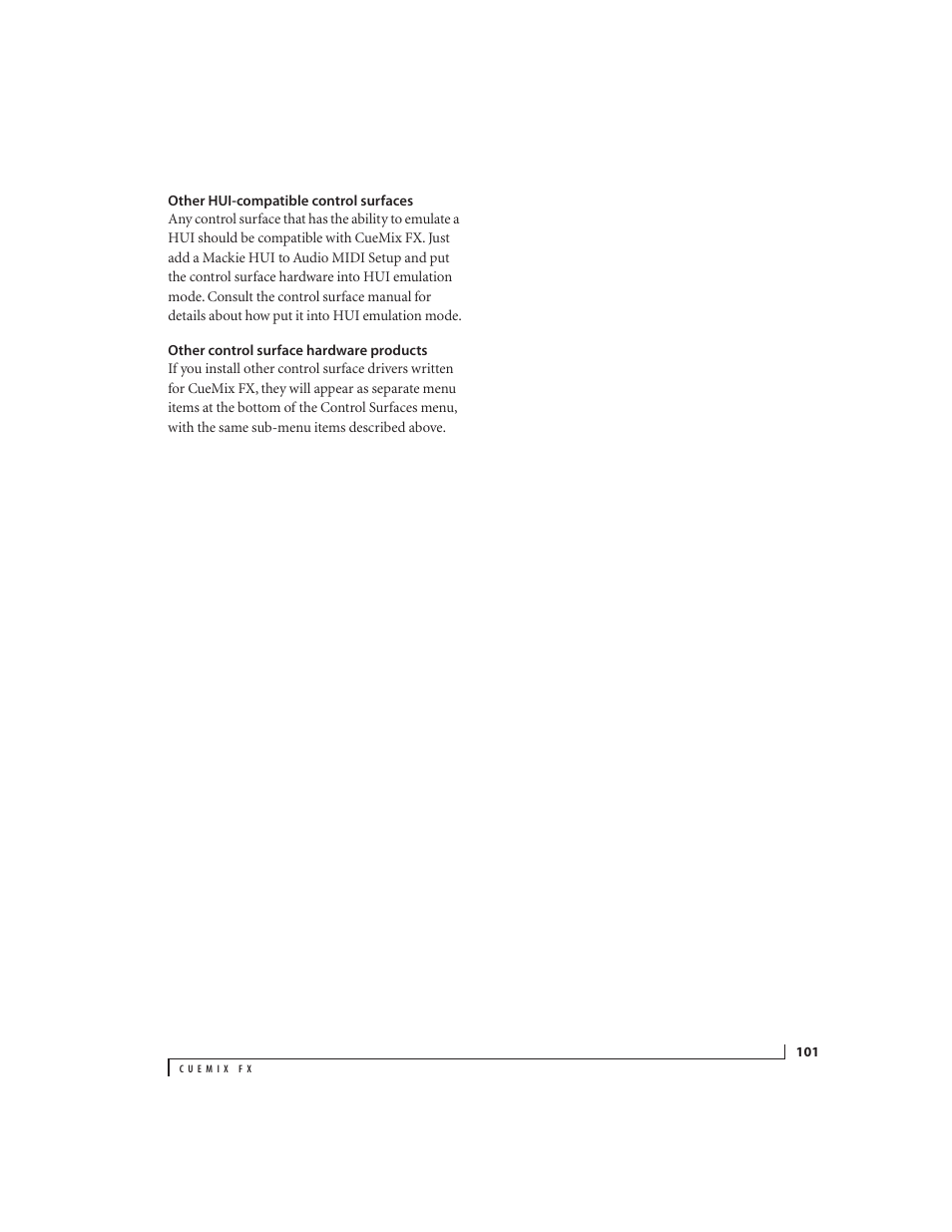 Other hui-compatible control surfaces, Other control surface hardware products | MOTU Track16 - Desktop Studio FireWire/USB 2.0 Interface User Manual | Page 101 / 118