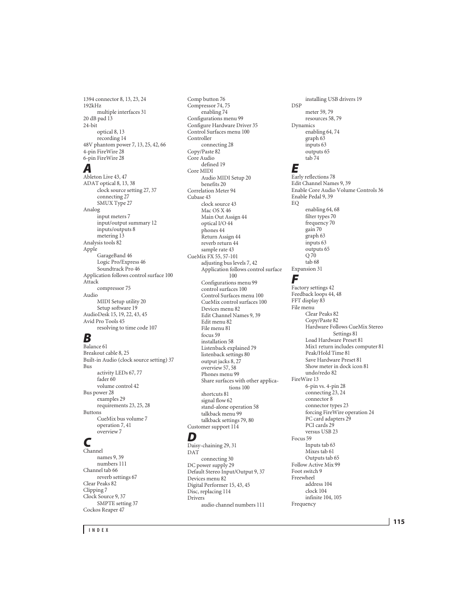 MOTU Track16 - Desktop Studio FireWire/USB 2.0 Interface User Manual | Page 115 / 118