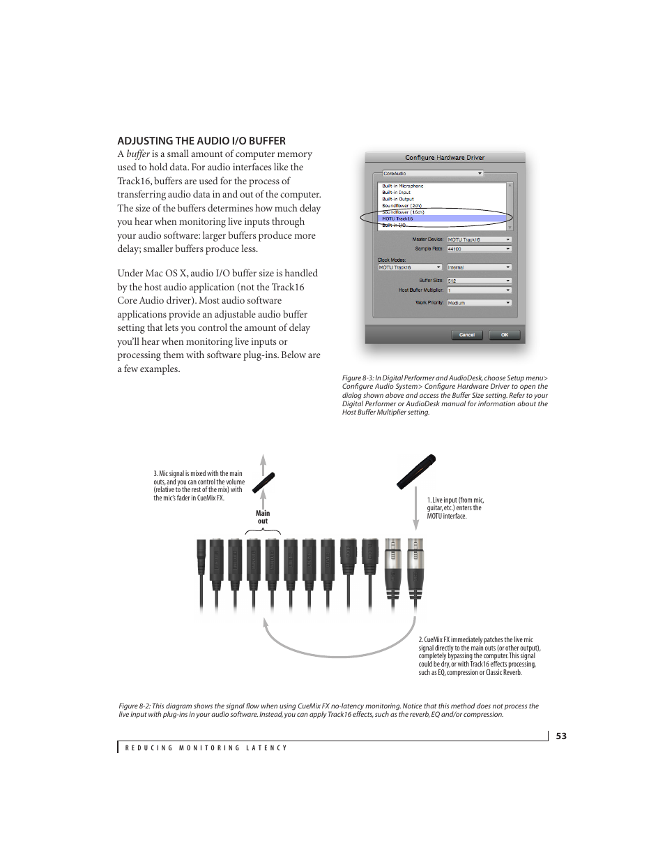 Adjusting the audio i/o buffer | MOTU Track16 - Desktop Studio FireWire/USB 2.0 Interface User Manual | Page 53 / 118