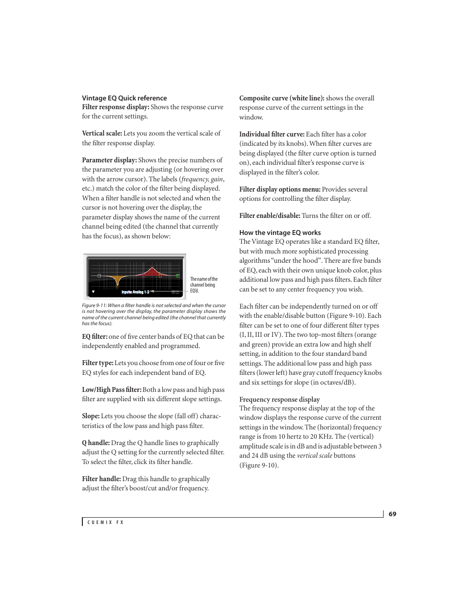 Vintage eq quick reference, How the vintage eq works | MOTU Track16 - Desktop Studio FireWire/USB 2.0 Interface User Manual | Page 69 / 118