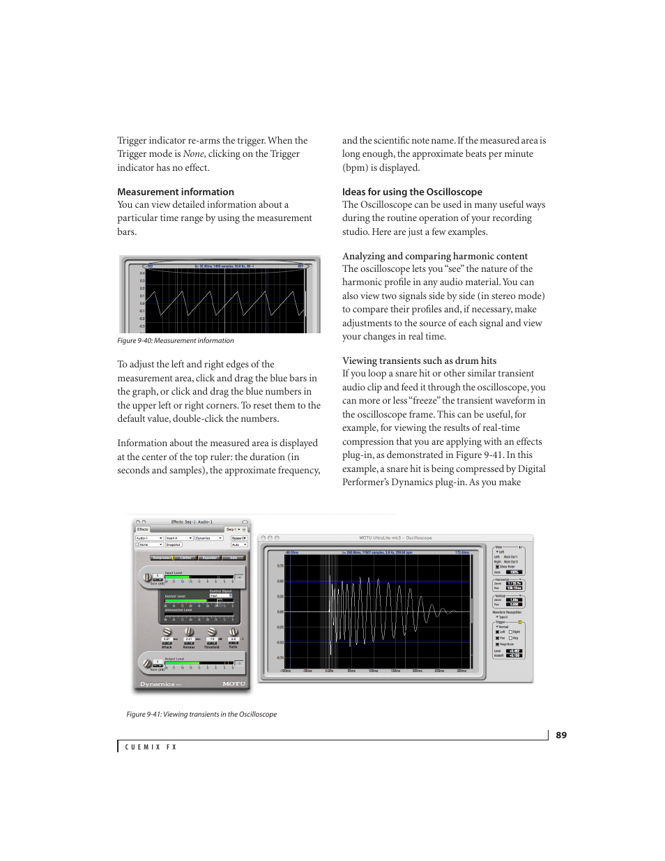 Measurement information, Ideas for using the oscilloscope | MOTU Track16 - Desktop Studio FireWire/USB 2.0 Interface User Manual | Page 89 / 118