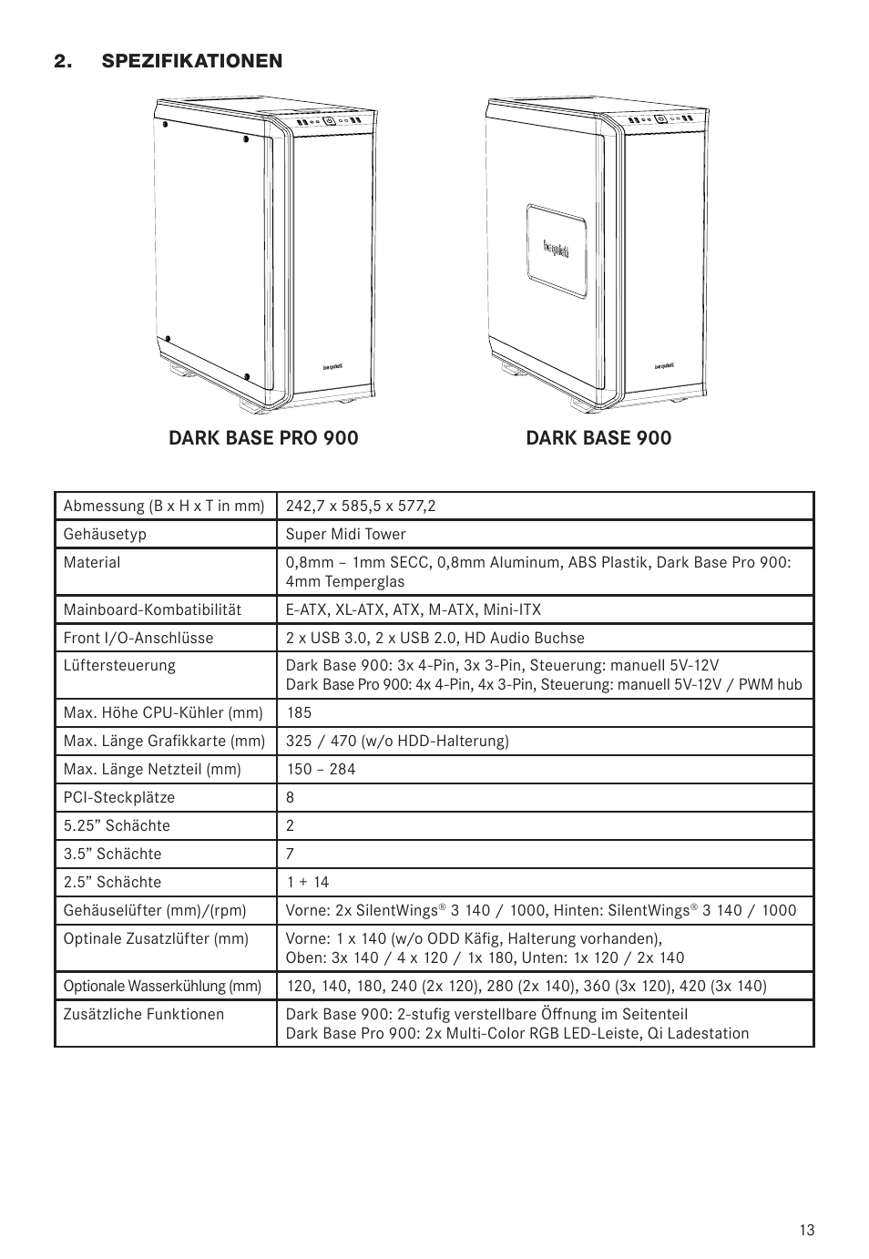 be quiet! Dark Base 900 Full-Tower Case (Silver) User Manual | Page 13 / 76