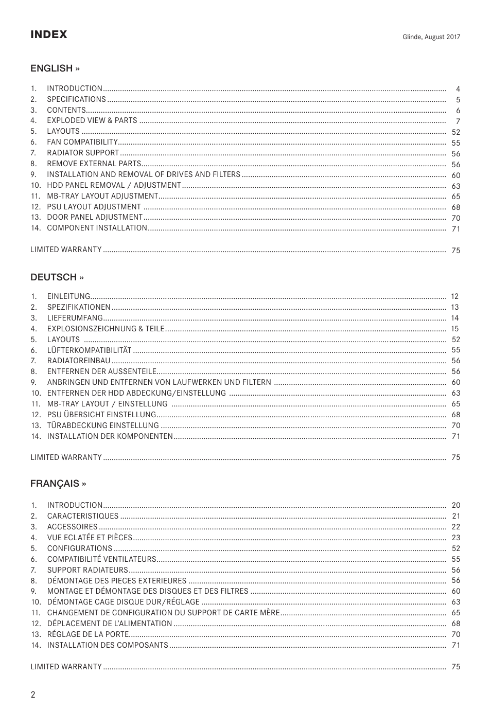 Index | be quiet! Dark Base 900 Full-Tower Case (Silver) User Manual | Page 2 / 76