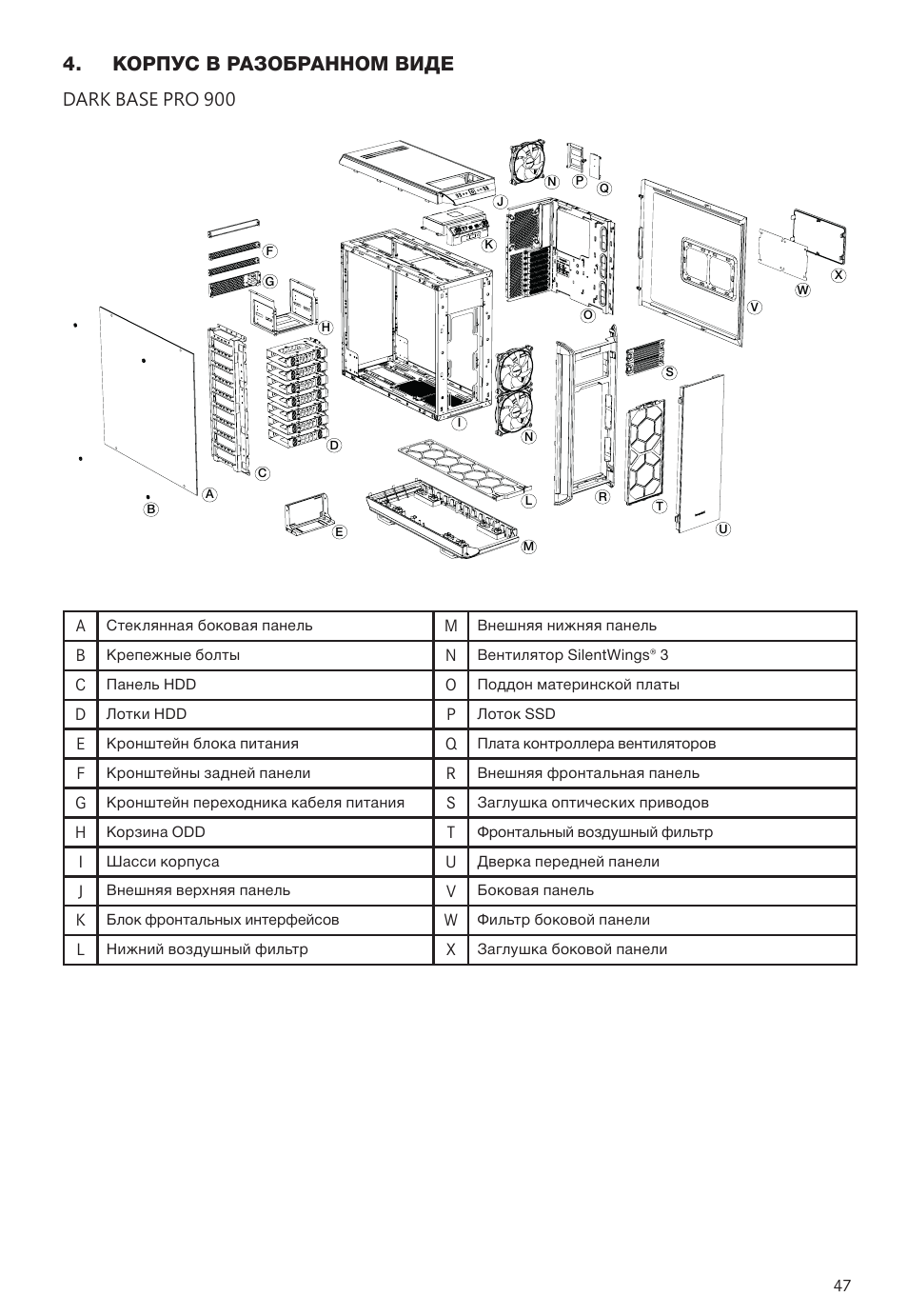 Корпус в разобранном виде | be quiet! Dark Base 900 Full-Tower Case (Silver) User Manual | Page 47 / 76
