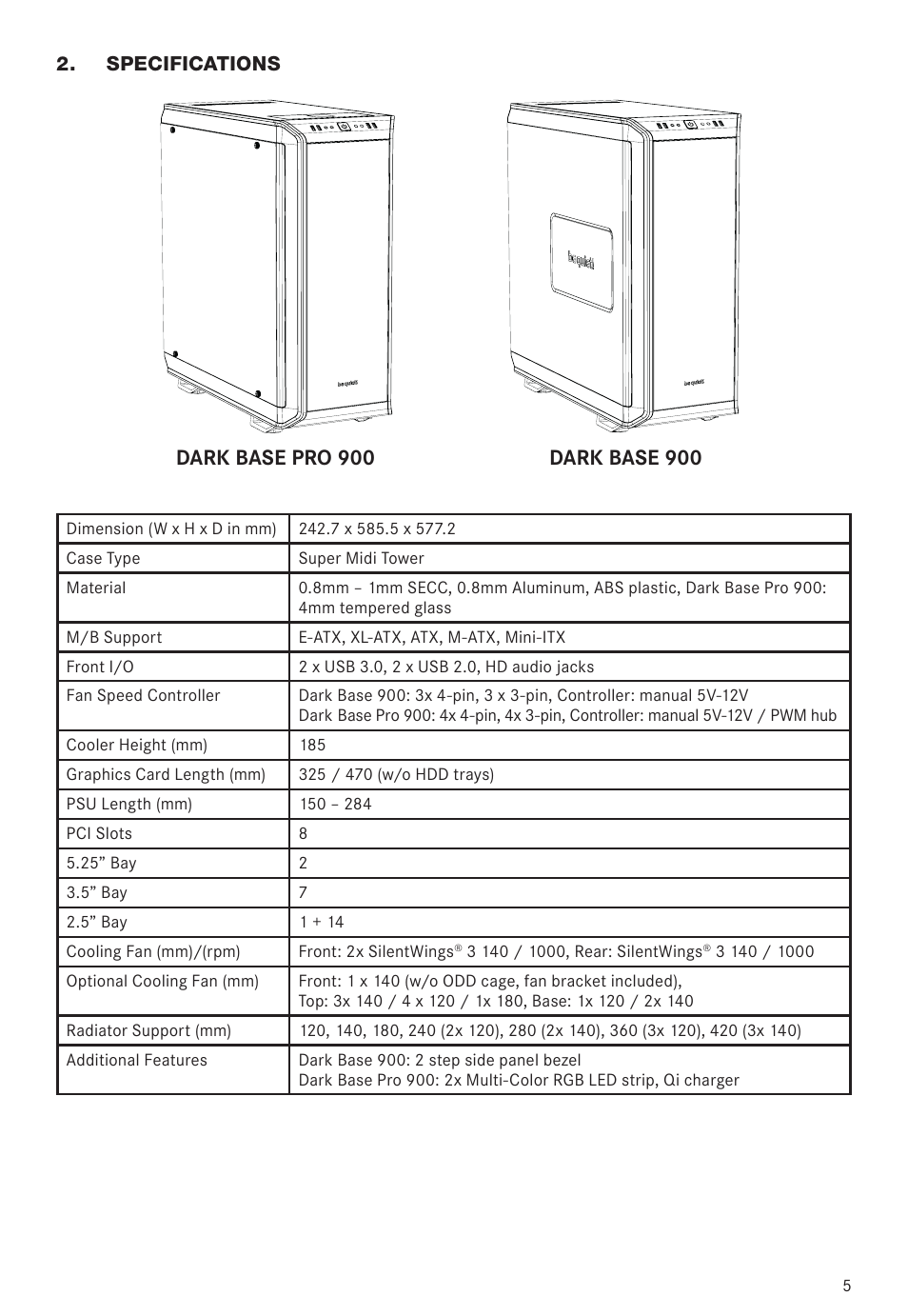 be quiet! Dark Base 900 Full-Tower Case (Silver) User Manual | Page 5 / 76