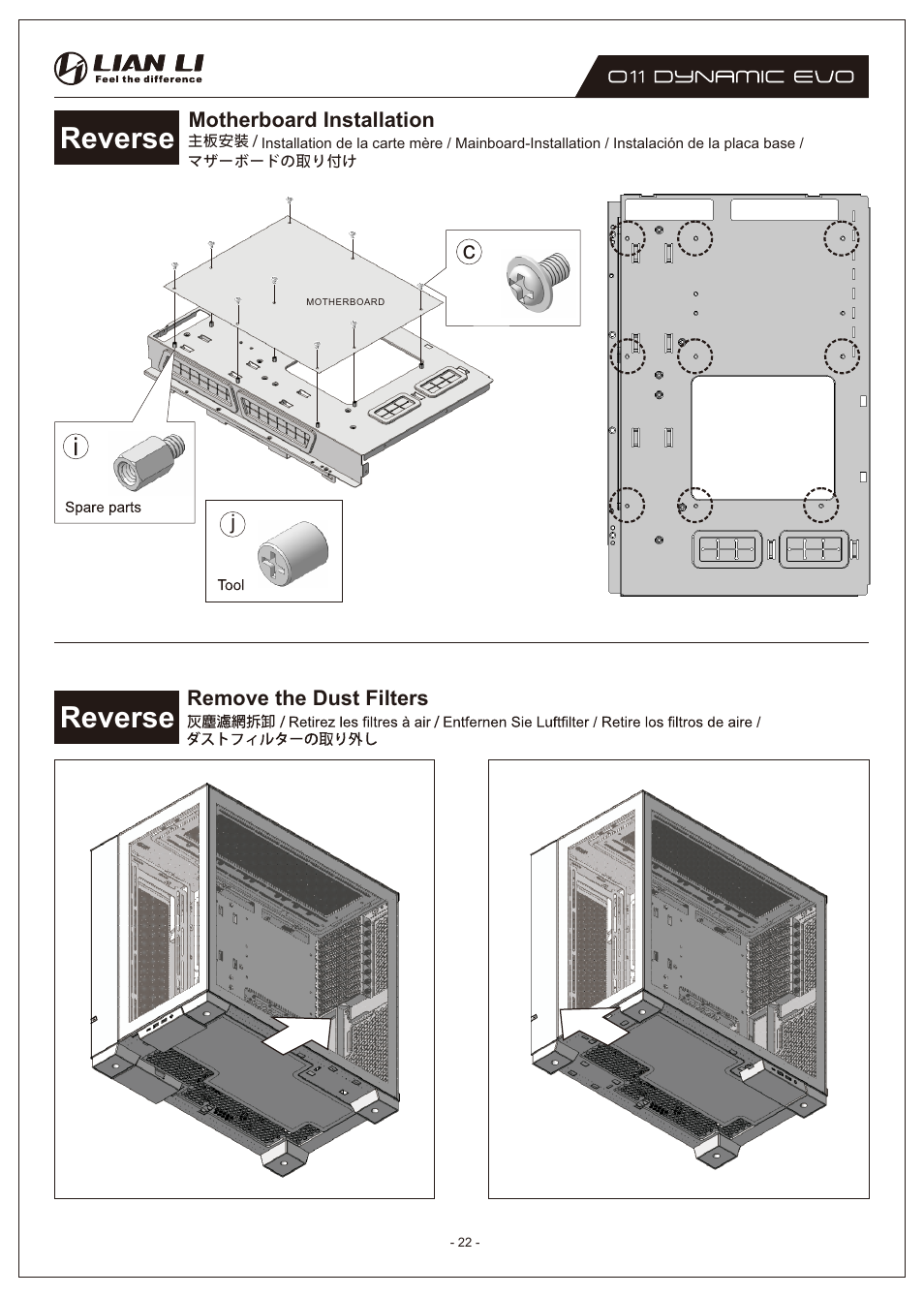 Reverse | Lian Li O11 Dynamic EVO Mid-Tower Case (Black) User Manual | Page 22 / 31