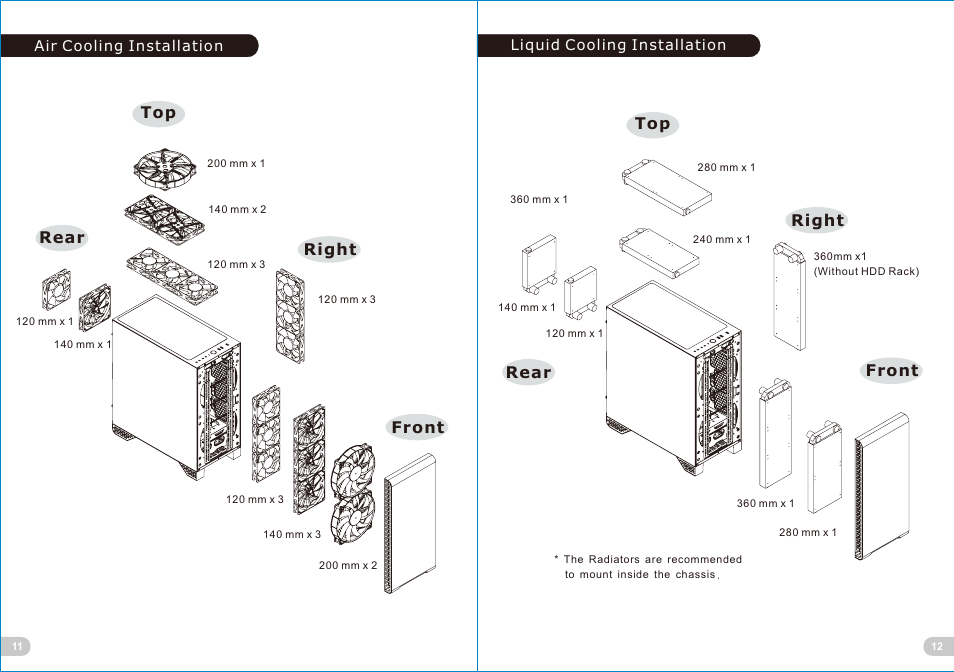 頁面 8, Front, Front right right top top rear rear | Thermaltake S300 Tempered Glass Mid-Tower Case (Black) User Manual | Page 8 / 14