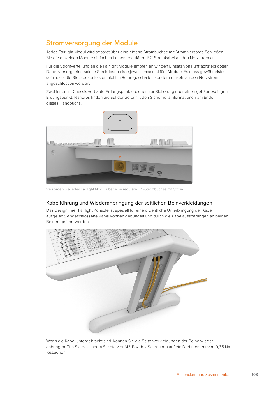 Stromversorgung der module | Blackmagic Design Fairlight Console Channel Fader Modular Control Surface User Manual | Page 103 / 320