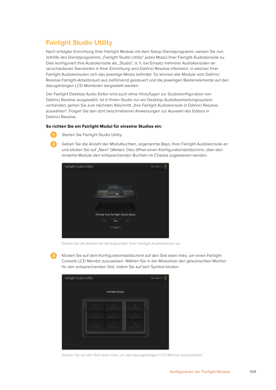 Fairlight studio utility | Blackmagic Design Fairlight Console Channel Fader Modular Control Surface User Manual | Page 109 / 320
