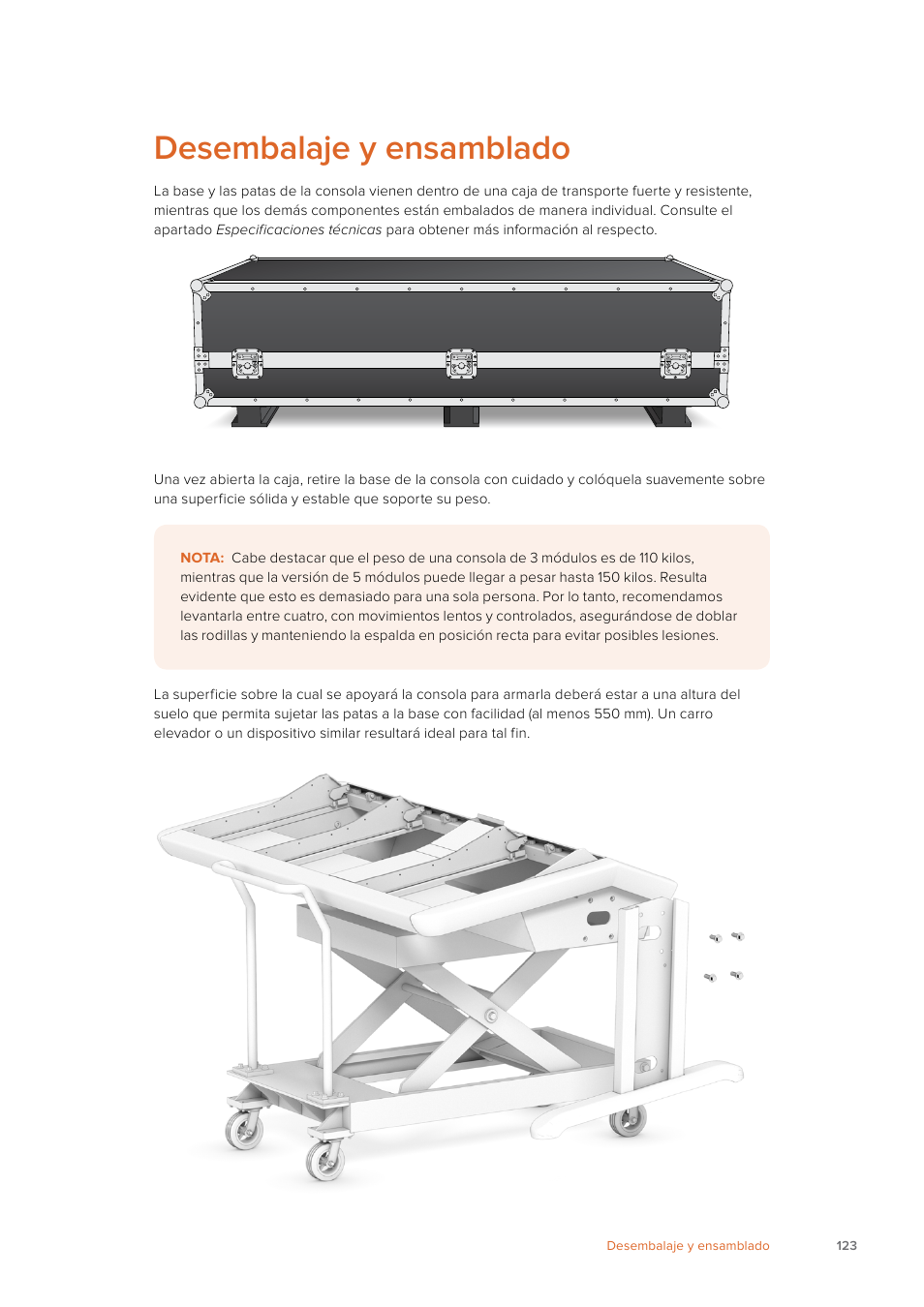 Desembalaje y ensamblado | Blackmagic Design Fairlight Console Channel Fader Modular Control Surface User Manual | Page 123 / 320