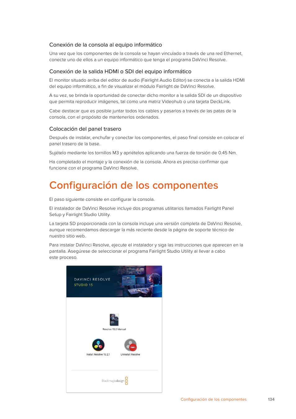 Configuración de los componentes | Blackmagic Design Fairlight Console Channel Fader Modular Control Surface User Manual | Page 134 / 320