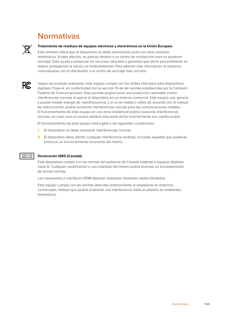 Normativas | Blackmagic Design Fairlight Console Channel Fader Modular Control Surface User Manual | Page 144 / 320