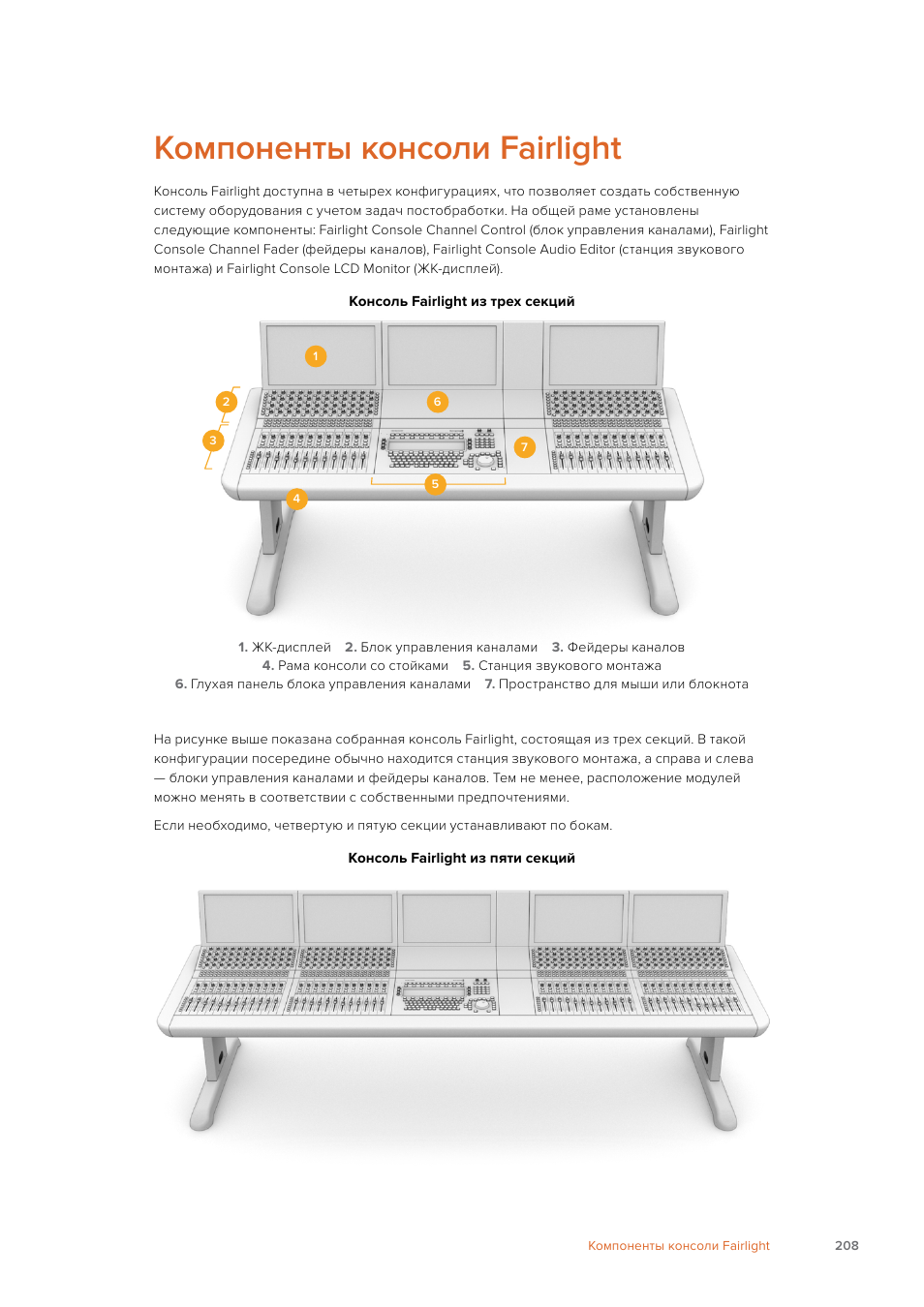 Компоненты консоли fairlight | Blackmagic Design Fairlight Console Channel Fader Modular Control Surface User Manual | Page 208 / 320
