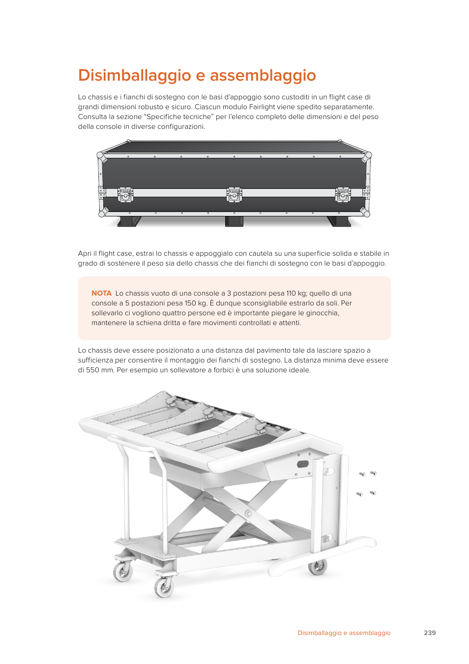 Disimballaggio e assemblaggio | Blackmagic Design Fairlight Console Channel Fader Modular Control Surface User Manual | Page 239 / 320