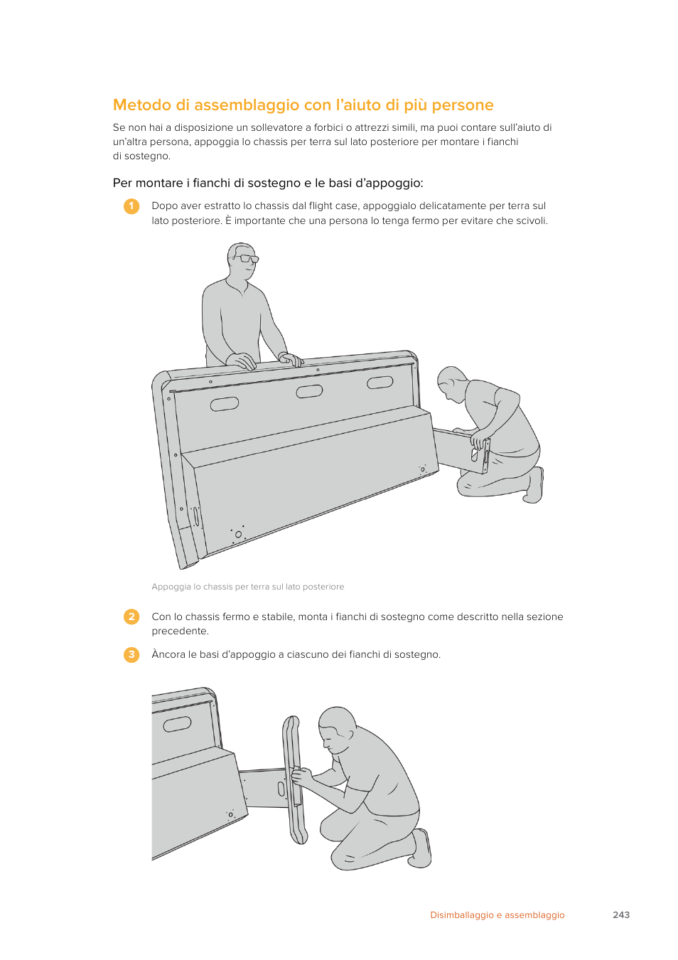 Metodo di assemblaggio con l’aiuto di più persone | Blackmagic Design Fairlight Console Channel Fader Modular Control Surface User Manual | Page 243 / 320
