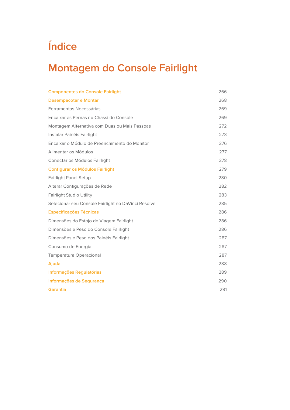Índice montagem do console fairlight | Blackmagic Design Fairlight Console Channel Fader Modular Control Surface User Manual | Page 265 / 320