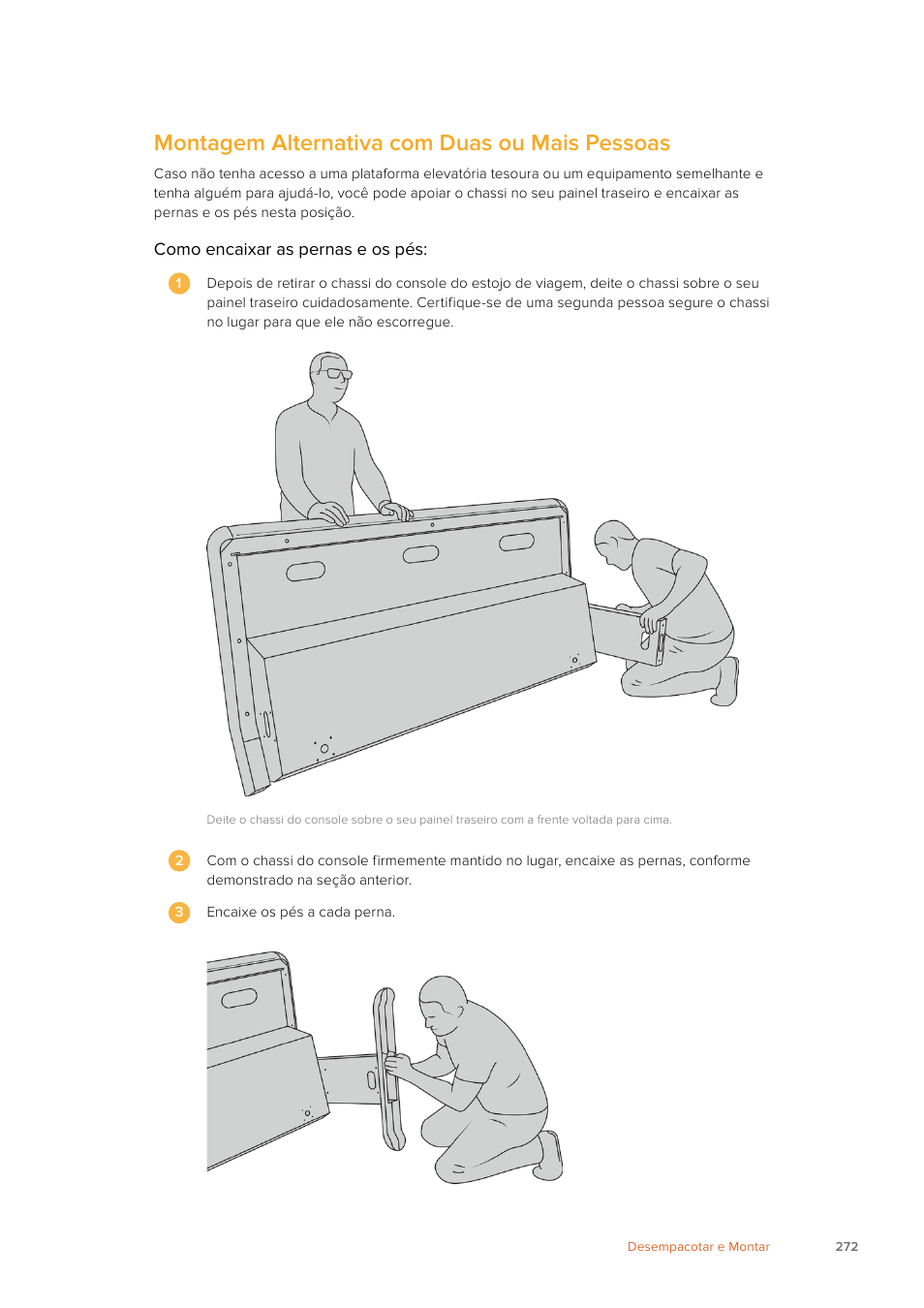Montagem alternativa com duas ou mais pessoas | Blackmagic Design Fairlight Console Channel Fader Modular Control Surface User Manual | Page 272 / 320
