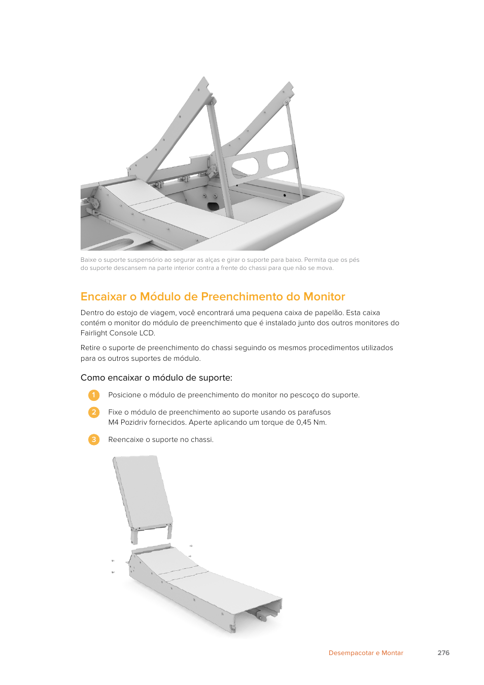 Encaixar o módulo de preenchimento do monitor | Blackmagic Design Fairlight Console Channel Fader Modular Control Surface User Manual | Page 276 / 320