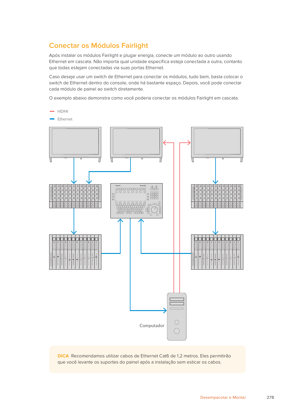 Conectar os módulos fairlight | Blackmagic Design Fairlight Console Channel Fader Modular Control Surface User Manual | Page 278 / 320