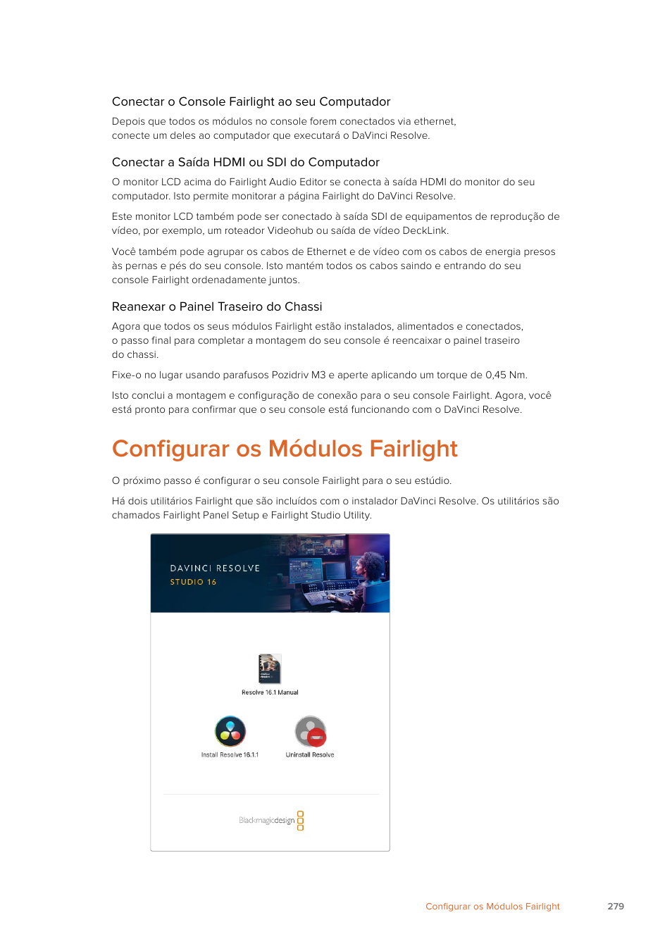 Configurar os módulos fairlight | Blackmagic Design Fairlight Console Channel Fader Modular Control Surface User Manual | Page 279 / 320
