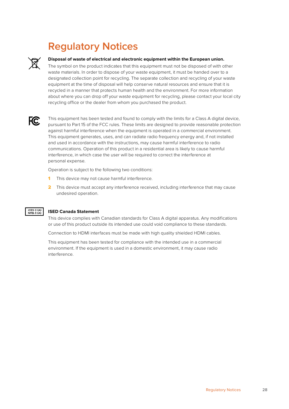 Regulatory notices | Blackmagic Design Fairlight Console Channel Fader Modular Control Surface User Manual | Page 28 / 320