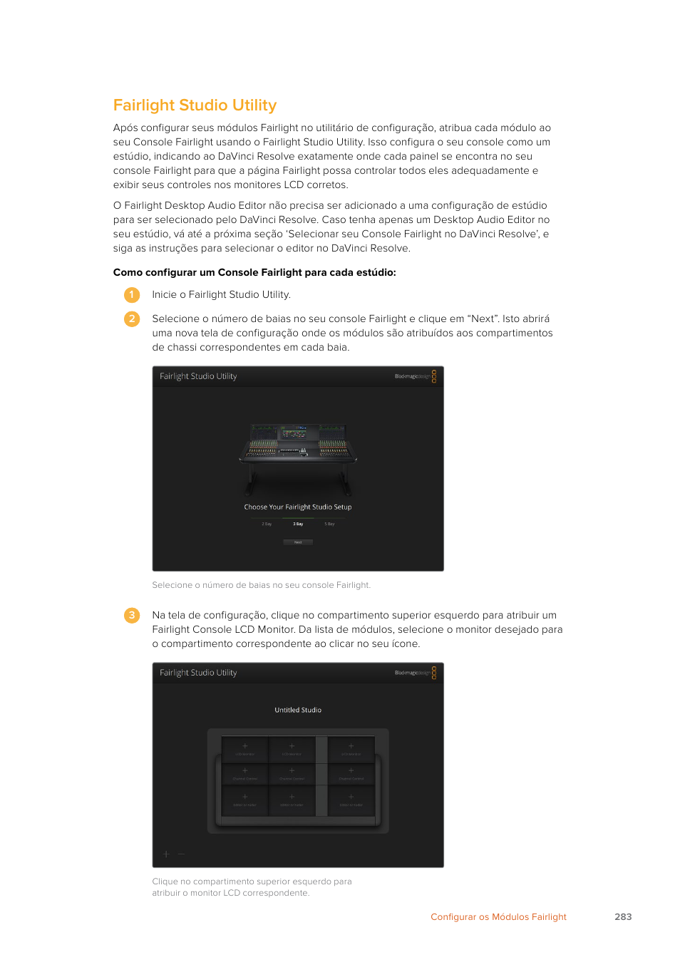 Fairlight studio utility | Blackmagic Design Fairlight Console Channel Fader Modular Control Surface User Manual | Page 283 / 320