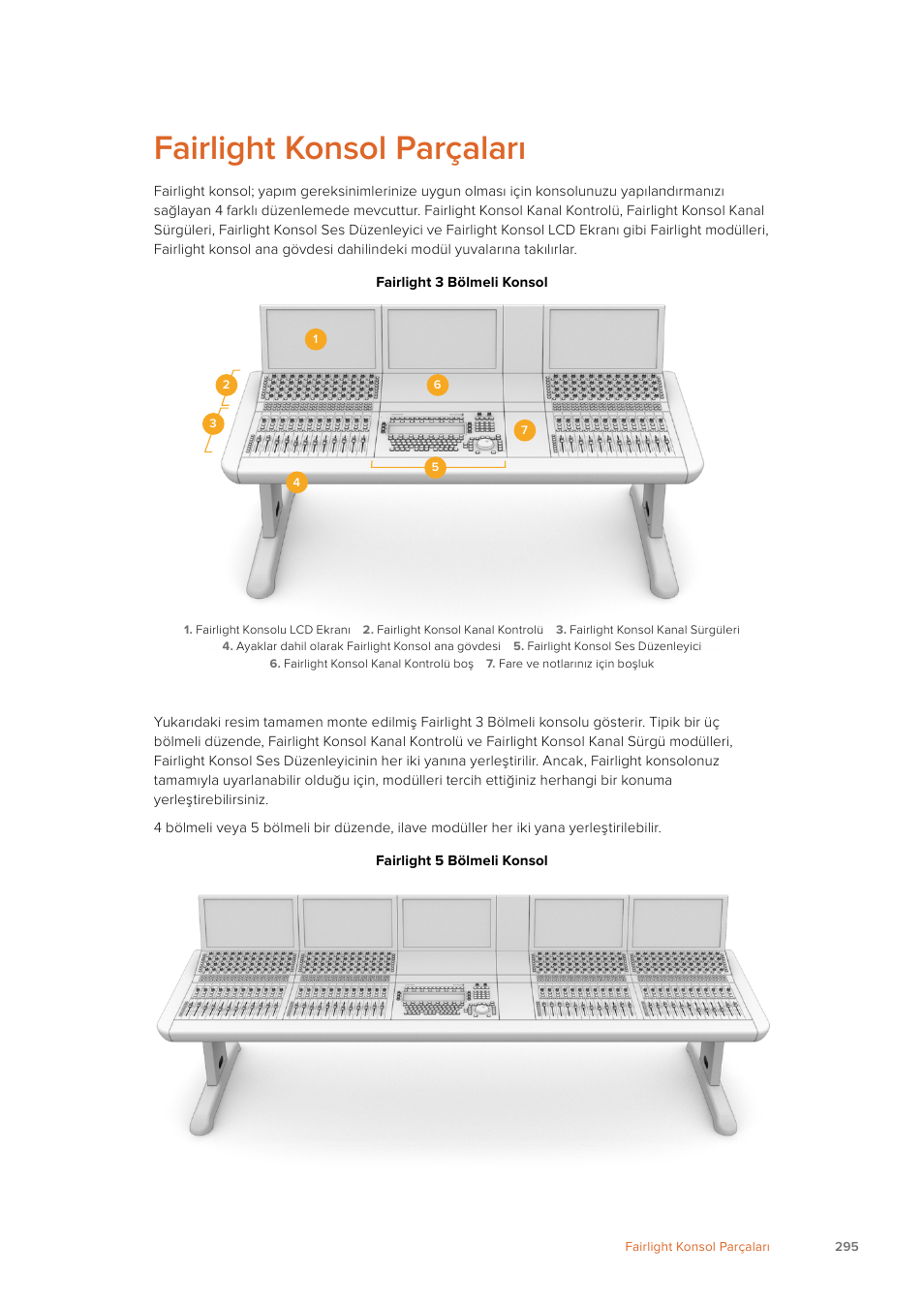 Fairlight konsol parçaları | Blackmagic Design Fairlight Console Channel Fader Modular Control Surface User Manual | Page 295 / 320