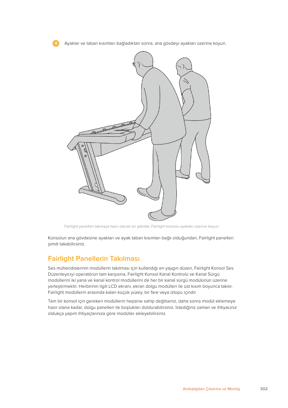 Fairlight panellerin takılması | Blackmagic Design Fairlight Console Channel Fader Modular Control Surface User Manual | Page 302 / 320