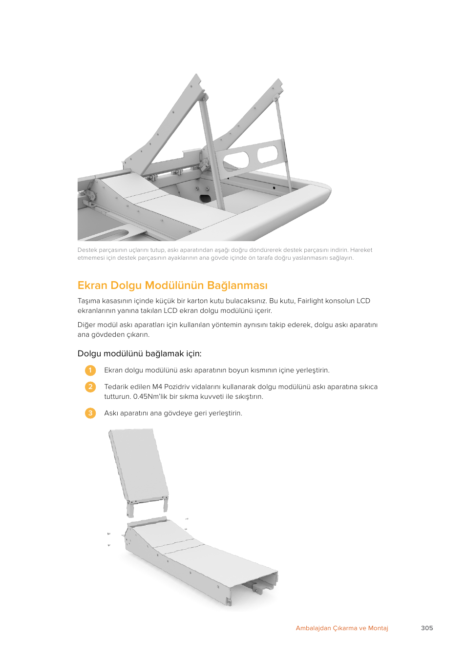 Ekran dolgu modülünün bağlanması | Blackmagic Design Fairlight Console Channel Fader Modular Control Surface User Manual | Page 305 / 320