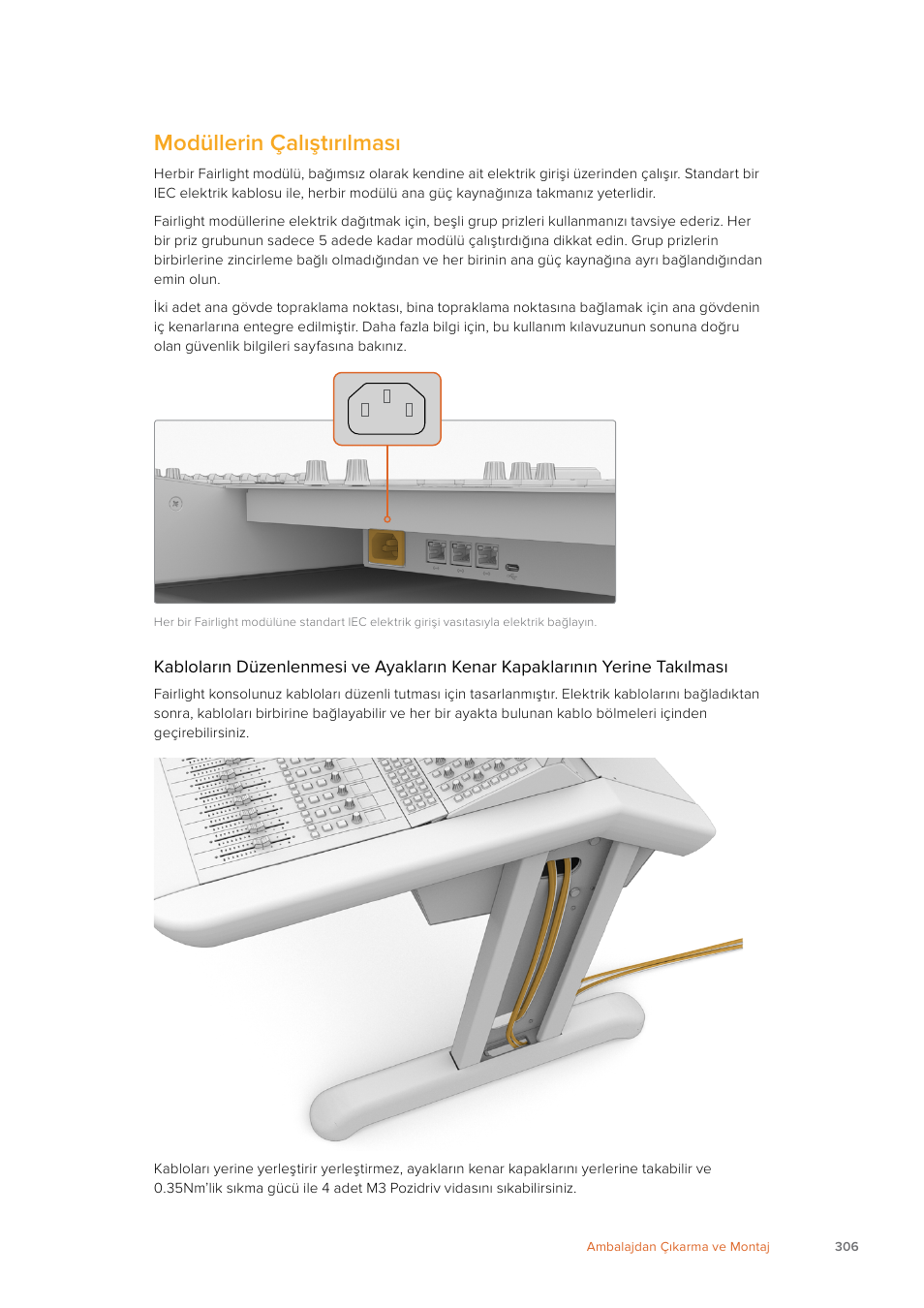 Modüllerin çalıştırılması | Blackmagic Design Fairlight Console Channel Fader Modular Control Surface User Manual | Page 306 / 320