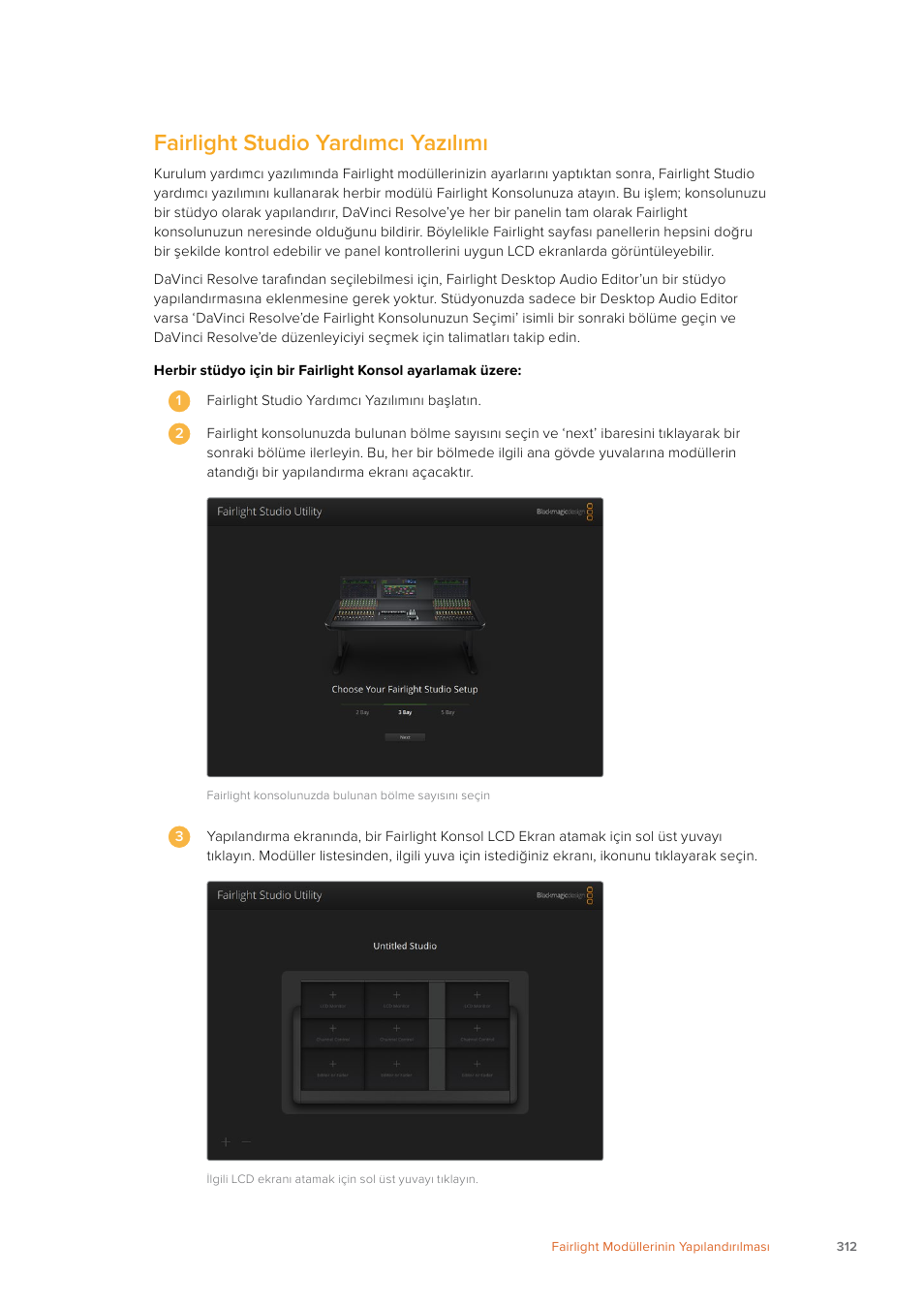 Fairlight studio yardımcı yazılımı | Blackmagic Design Fairlight Console Channel Fader Modular Control Surface User Manual | Page 312 / 320
