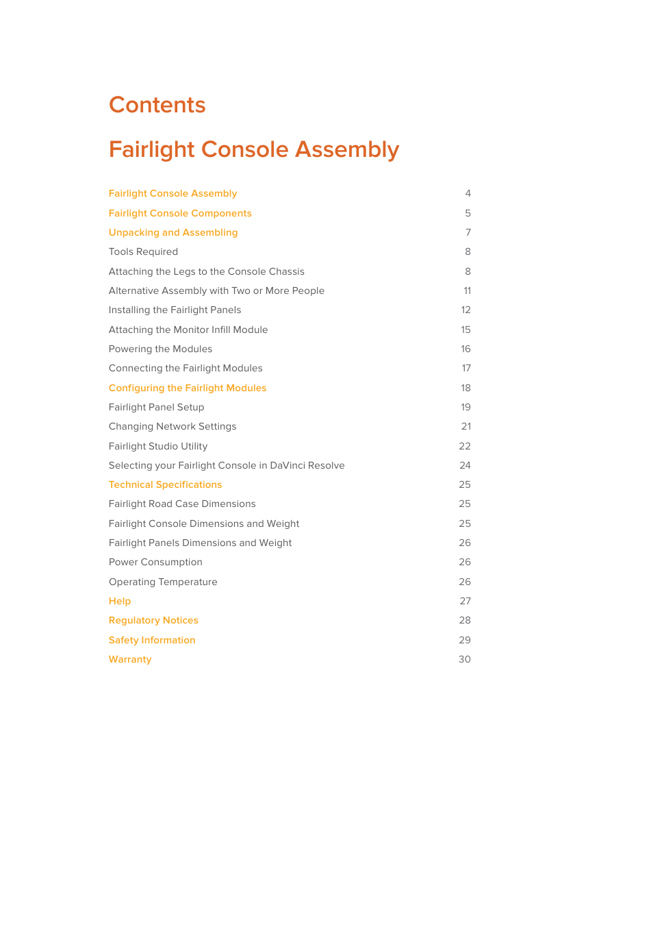 Fairlight console assembly, Contents fairlight console assembly | Blackmagic Design Fairlight Console Channel Fader Modular Control Surface User Manual | Page 4 / 320