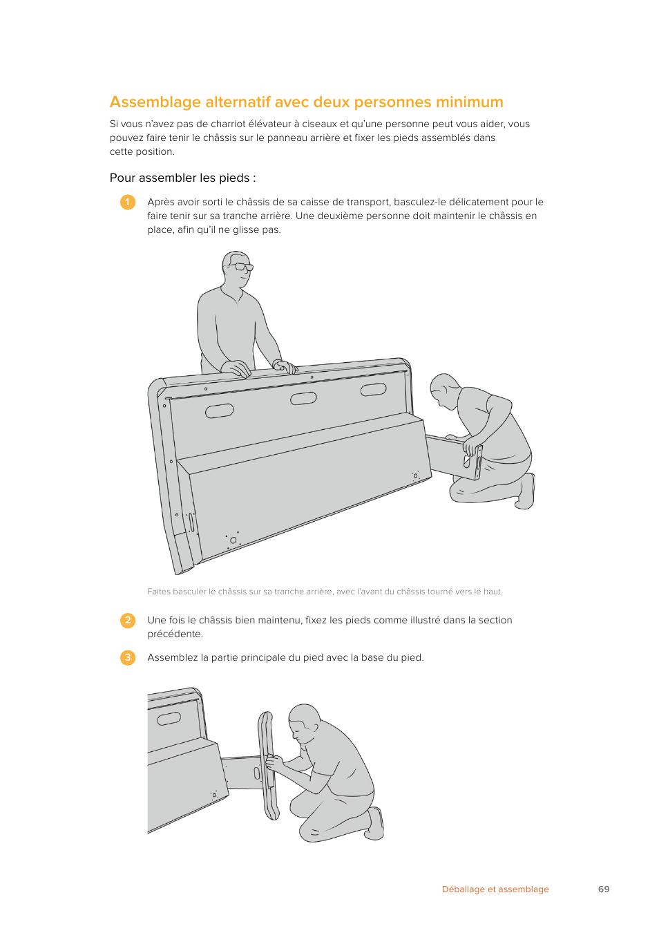 Assemblage alternatif avec deux personnes minimum | Blackmagic Design Fairlight Console Channel Fader Modular Control Surface User Manual | Page 69 / 320
