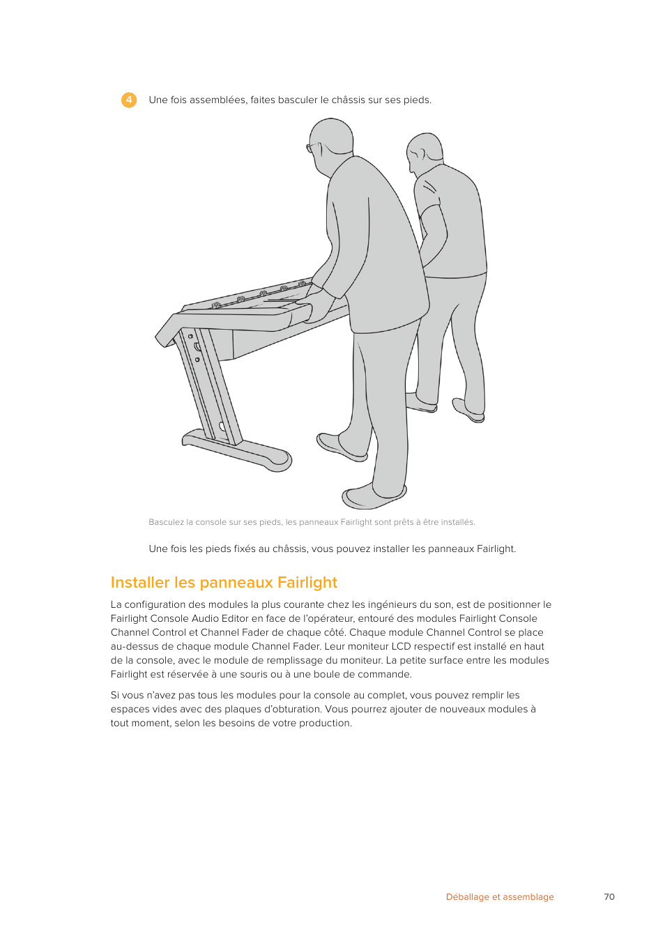 Installer les panneaux fairlight | Blackmagic Design Fairlight Console Channel Fader Modular Control Surface User Manual | Page 70 / 320