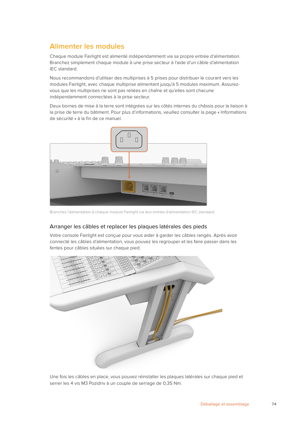 Alimenter les modules | Blackmagic Design Fairlight Console Channel Fader Modular Control Surface User Manual | Page 74 / 320